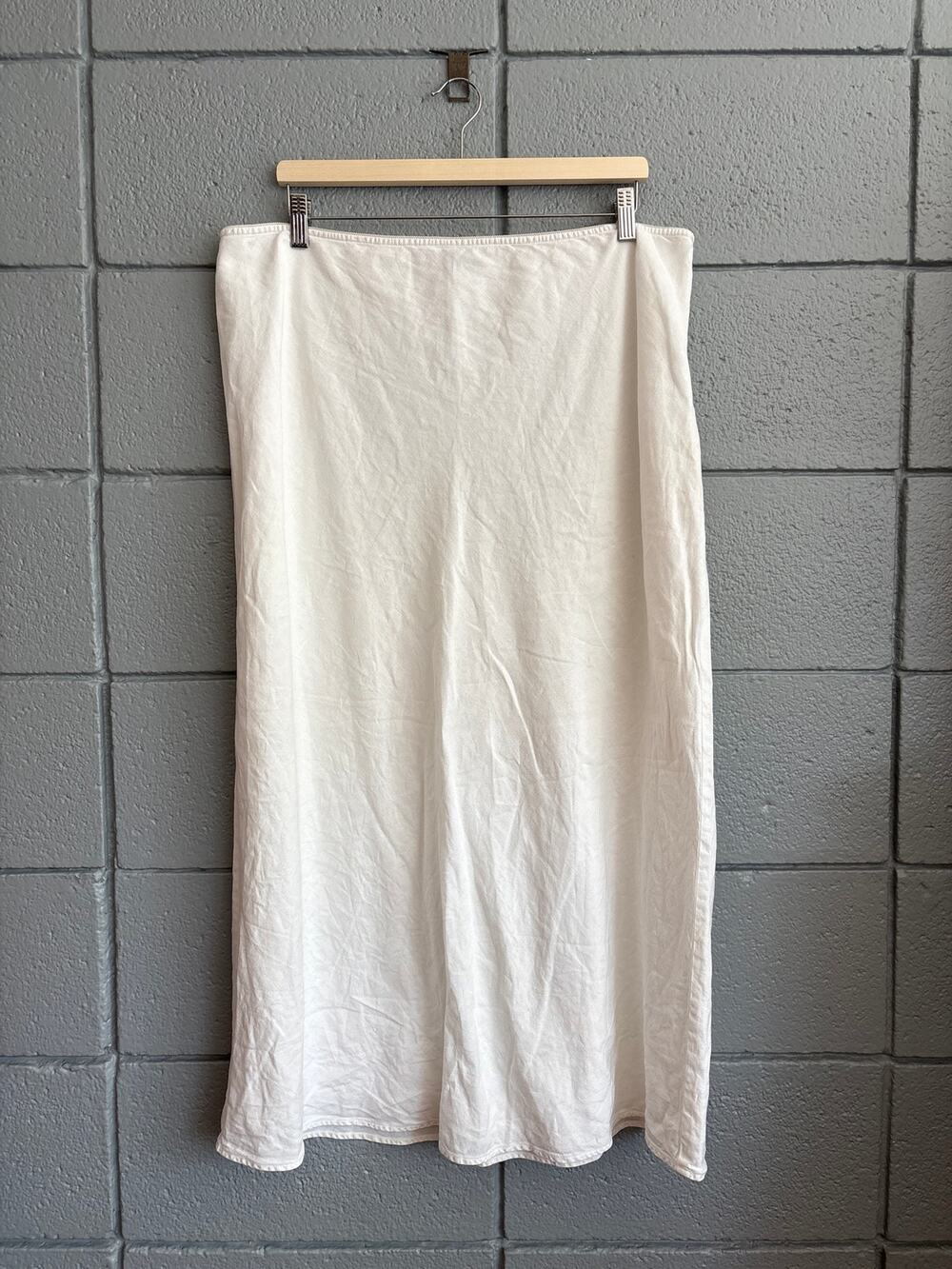 Vintage Lands' End White Linen Midi Skirt size 18